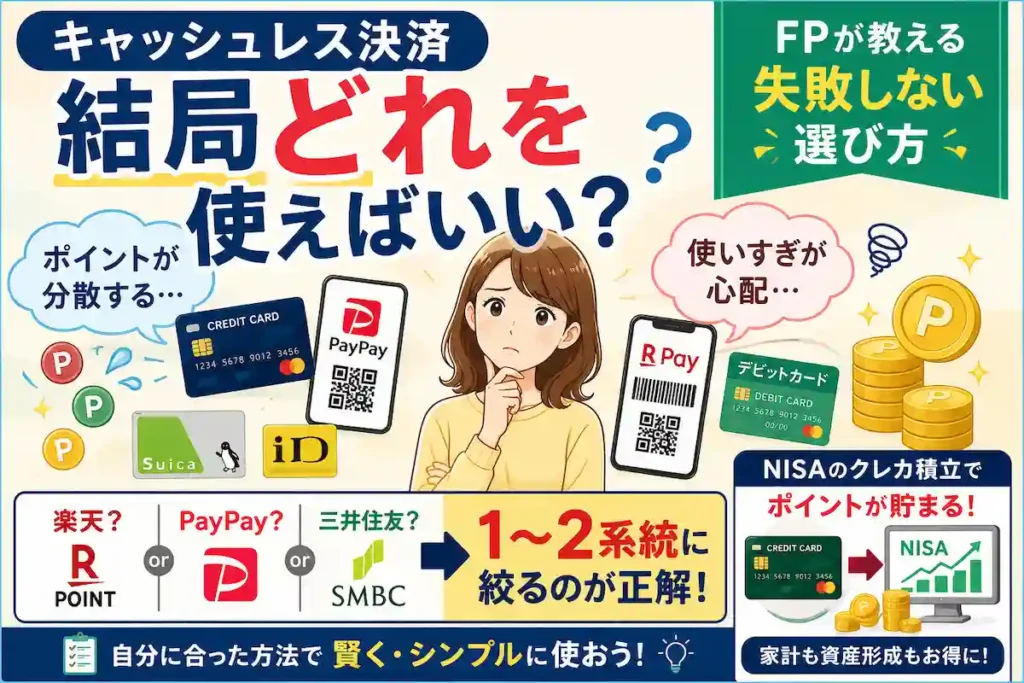 キャッシュレス決済は何を使えばいい？クレジットカード・QRコード決済・NISAクレカ積立をFPが解説