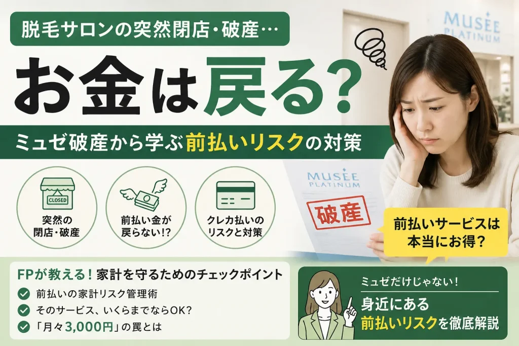 脱毛サロンが突然閉店・破産したらお金は戻る？ミュゼ破産から学ぶ前払いリスクの対策