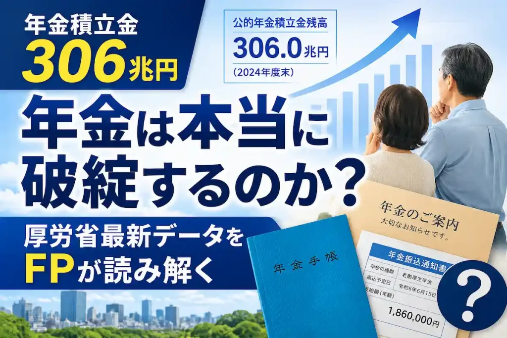 年金積立金306兆円や出生率低下など最新の公的年金財政状況報告をもとに年金破綻論をFPが解説するイメージ画像