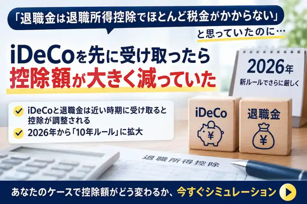 iDeCoと退職金を受け取る順番によって退職所得控除額が変わる仕組みを解説する2026年新ルール対応の図解
