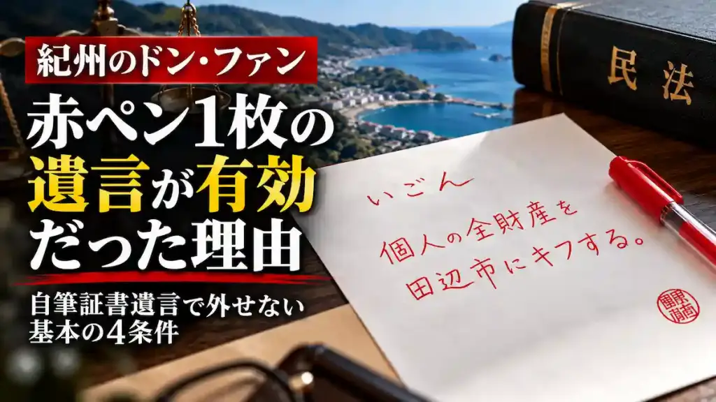 赤ペン1枚の遺言が有効だった理由｜自筆証書遺言で外せない基本の4条件（※遺言書はイメージ画像）